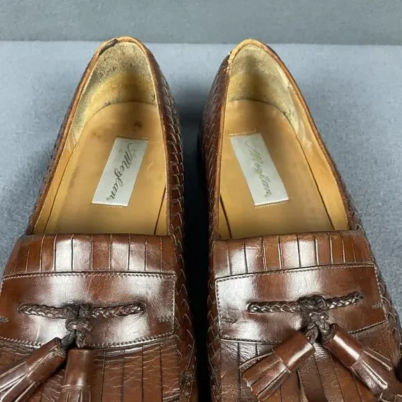 Mezlan Alicante Shoes Mens Size 11.5 W Brown Leather Tassel Loafers Dress Brogue - Picture 5 of 16